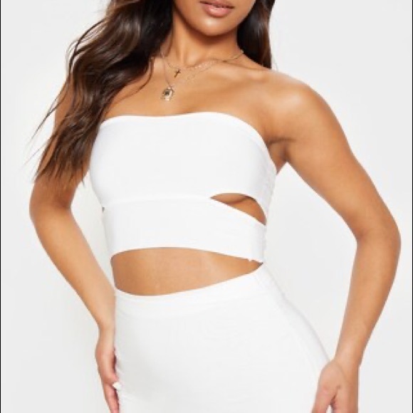 White Slinky Side Cut Out Bandeau - Picture 6 of 6